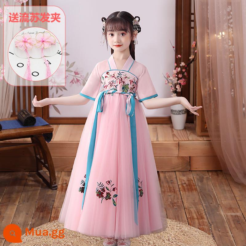 Hanfu bé gái mùa đông 2022 trang phục cổ mới Chúc mừng năm mới trang phục trẻ em mùa thu đông - 151 Phụ kiện tóc tua rua miễn phí màu hồng