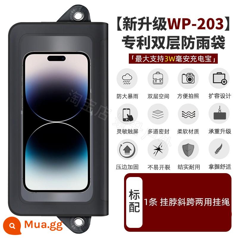 Máy ảnh gấp hai lớp điện thoại di động túi chống nước giao hàng người lái có thể đặt sạc di động màn hình cảm ứng vỏ chống mưa phổ quát - Túi đi mưa được cấp bằng sáng chế nâng cấp + 1 dây đeo chéo đa năng