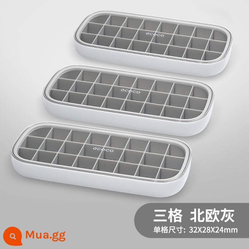 Kem Khuôn Khay Đá Máy Làm Đá Đông Lạnh Kem Hộp Có Nắp Lưới Silicone Đỏ Cấp Thực Phẩm Tủ Lạnh Gia Đình Tự Làm Hiện Vật - Màu xám Bắc Âu ba lớp bán trong suốt dành cho gia đình [đá viên, thạch sữa chua, thực phẩm không phải chủ yếu đông lạnh riêng]