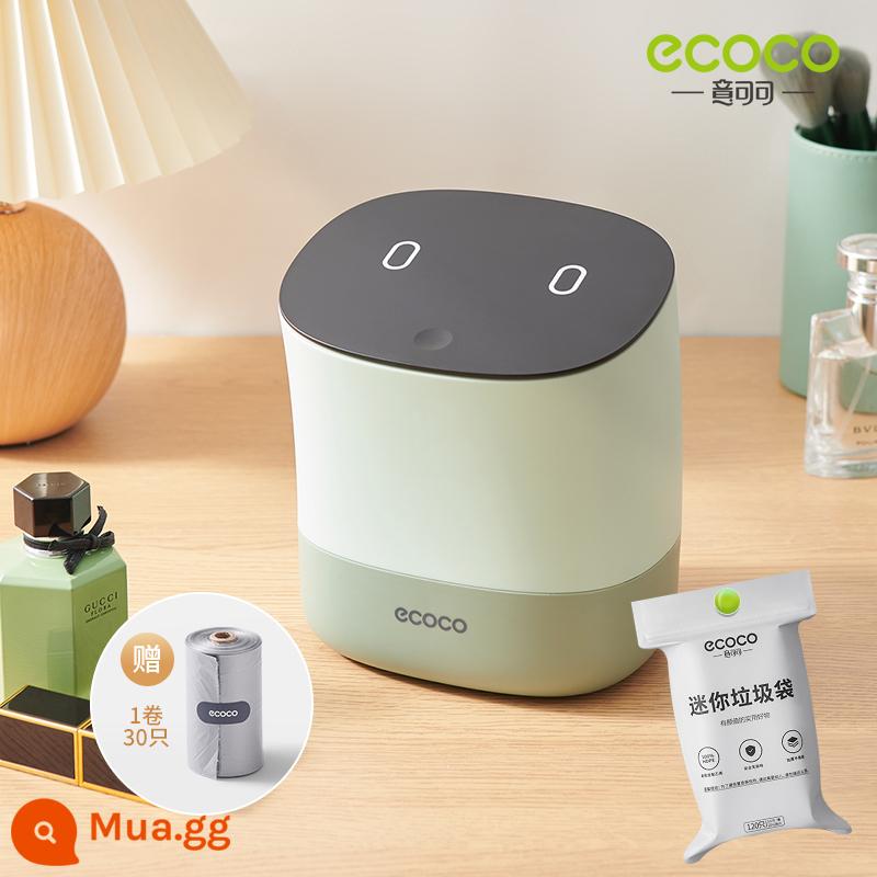 thùng rác để bàn ecoco thùng rác gia đình nhỏ phòng khách phòng ngủ bàn văn phòng túi rác mini dễ thương màu đỏ lưới - Màu xanh hoang dã + 150 túi rác