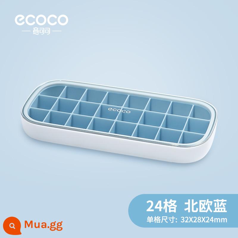 Kem Khuôn Khay Đá Máy Làm Đá Đông Lạnh Kem Hộp Có Nắp Lưới Silicone Đỏ Cấp Thực Phẩm Tủ Lạnh Gia Đình Tự Làm Hiện Vật - Màu xanh Bắc Âu bán trong suốt [Bao gồm cả tấm che bụi]