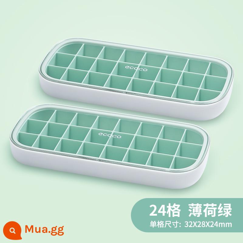 Kem Khuôn Khay Đá Máy Làm Đá Đông Lạnh Kem Hộp Có Nắp Lưới Silicone Đỏ Cấp Thực Phẩm Tủ Lạnh Gia Đình Tự Làm Hiện Vật - Hộ gia đình hai lớp màu xanh bạc hà bán trong suốt [đá viên thạch sữa chua và thực phẩm không chủ yếu đông lạnh riêng biệt]