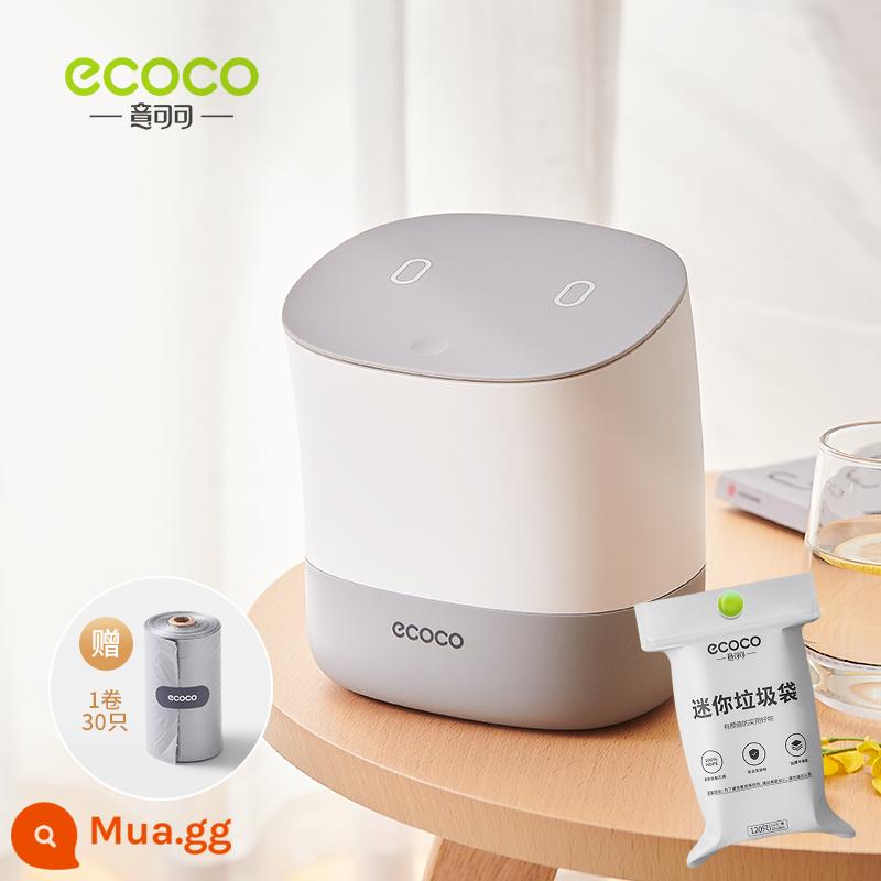 thùng rác để bàn ecoco thùng rác gia đình nhỏ phòng khách phòng ngủ bàn văn phòng túi rác mini dễ thương màu đỏ lưới - Màu xám hiện đại + 150 túi đựng rác