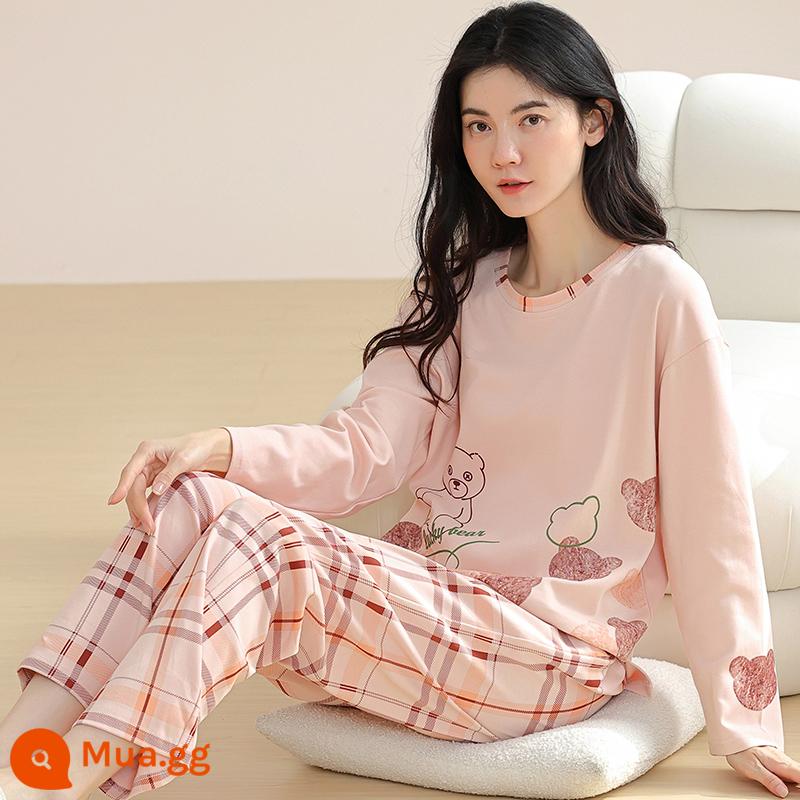 Langsha Bộ Đồ Ngủ Nữ Thu Đông 2023 Mới Nguyên Chất Cotton Dài Tay Mỏng Dễ Thương Sinh Viên Hoạt Hình Nhà Bộ Quần Áo MP - 09M9913