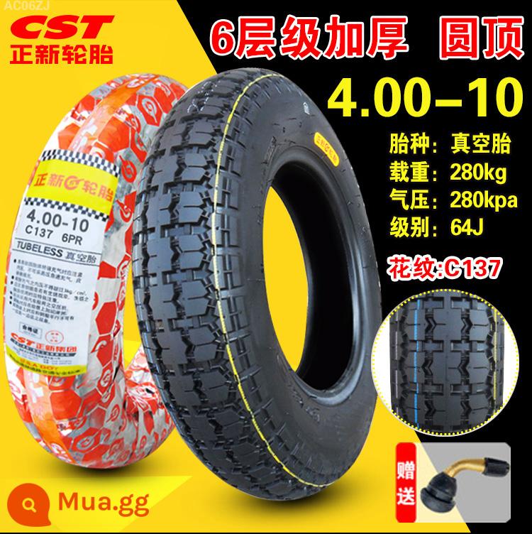 Zhengxin Tyre 4.00-10 lốp chân không xe điện 400-10 inch lốp xe bốn bánh cho vành xe máy - 4.00-10 Lốp không săm chống mài mòn 6 lớp Zhengxin (bao bì mịn)