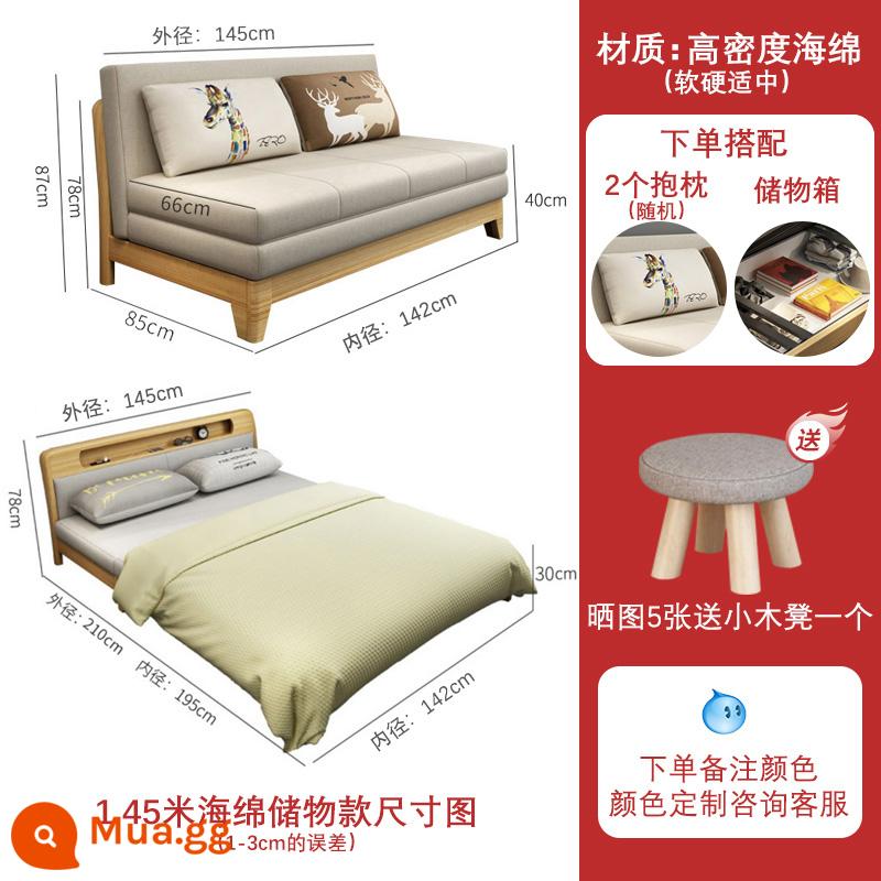 Giường sofa phòng khách kép -sử dụng căn hộ nhỏ đơn lẻ -person hai người đa chức - Miếng bọt biển ba mặt dài 1,45 mét (đường kính ngoài) + hộp đựng, vui lòng ghi chú màu sắc khi đặt hàng.