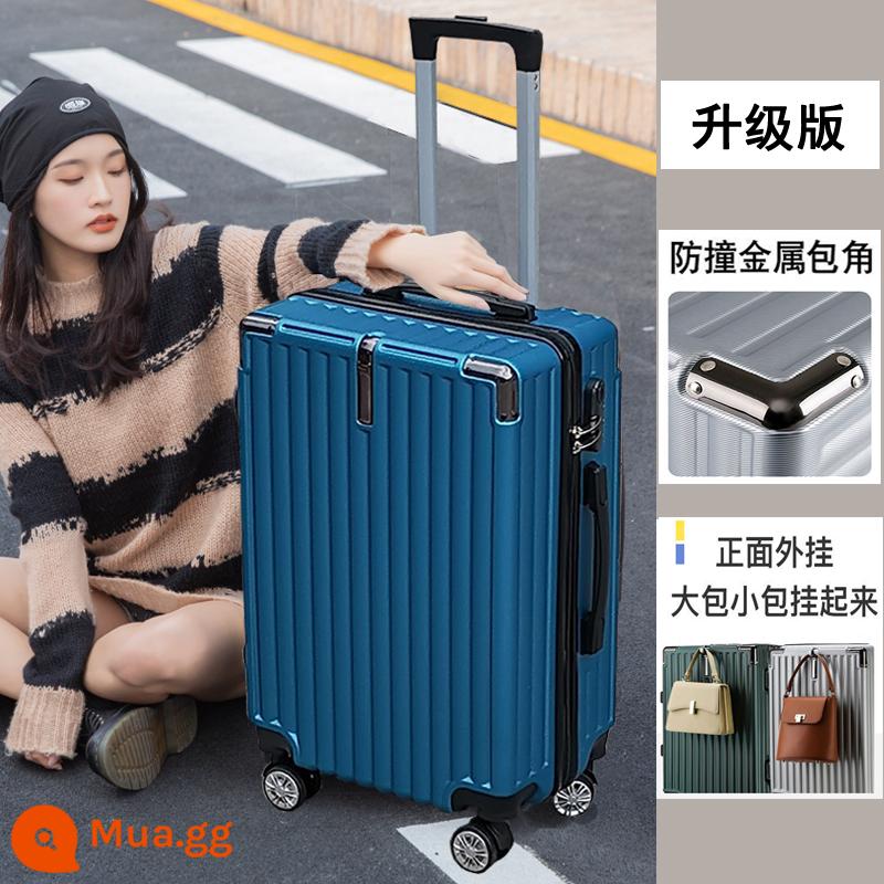 Xu hướng thời trang lưới đỏ mật khẩu du lịch xe đẩy vali nhẹ nam và nữ 20 trẻ em 22 học sinh Bánh xe phổ thông 24 inch - Móc bảo vệ góc bằng thép mười màu xanh sapphire