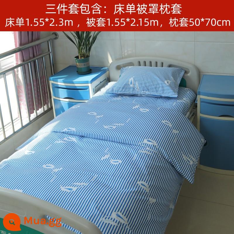 Bệnh Viện Phòng Khám Polyester Ga Giường Cotton Vỏ Chăn Gối Bộ 3 Bộ 4 Bộ 6 Bộ Chăn Ga Gối bệnh Viện Miễn Phí Vận Chuyển - Bộ ba món hoa sức khỏe T/C pha trộn màu xanh