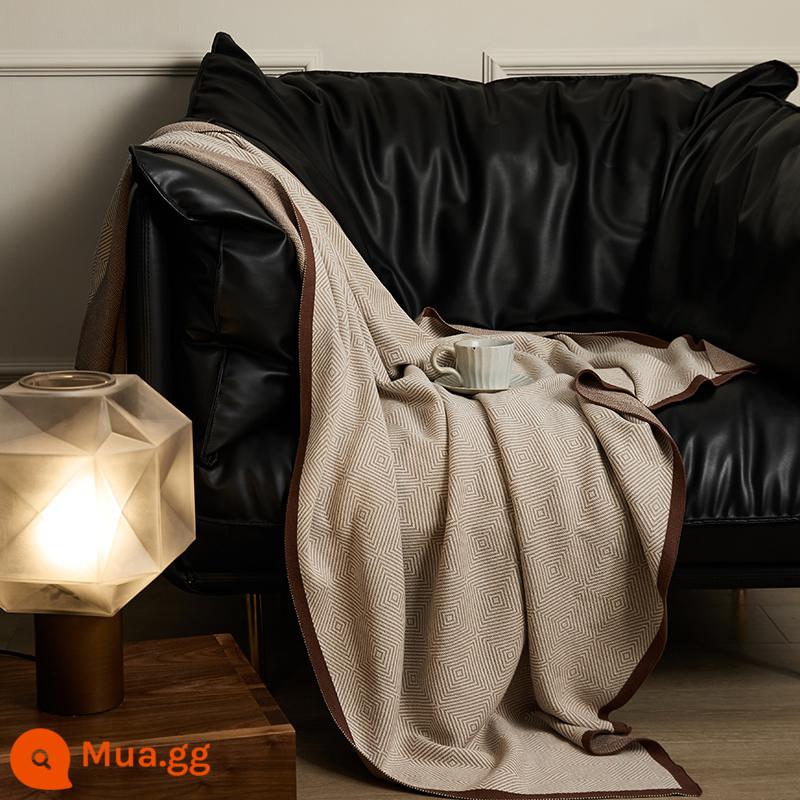 Gió Đơn Giản Cotton Sợi Đan Chăn Sofa Chăn Giường Cấp Khăn Khăn Choàng Cotton Nguyên Chất Máy Bay Chăn Chăn Văn Phòng Nghỉ Trưa Chăn - Cà phê nhẹ Kama