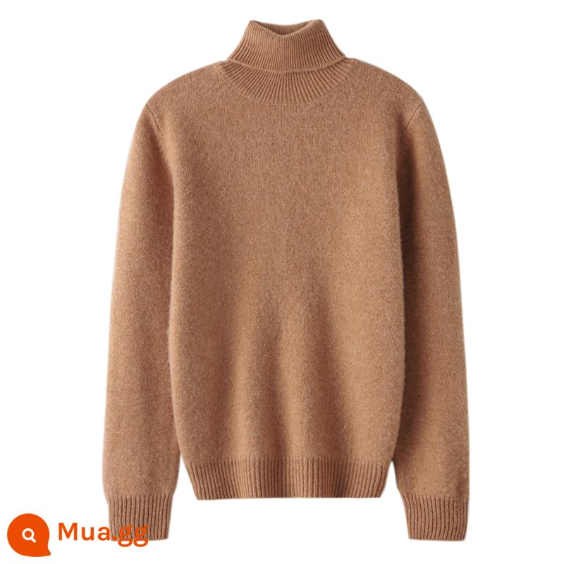 Ordos trẻ em áo len cashmere nửa cao cổ bé gái áo thun áo len bé trai đáy áo len bé cardigan dày - Dày gấp đôi ----- kaki ve áo cao