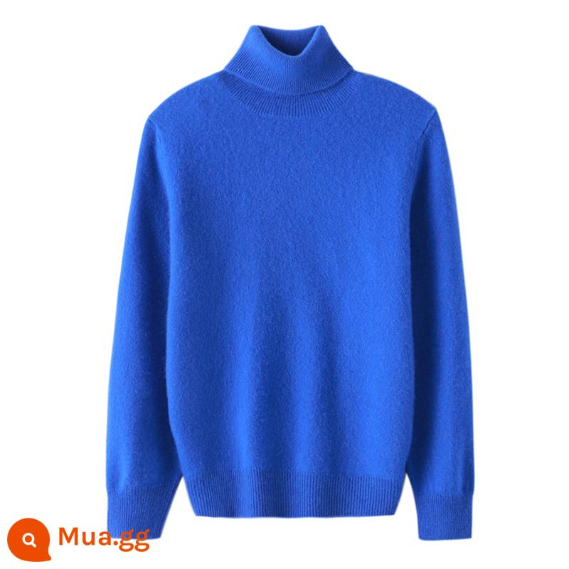 Ordos trẻ em áo len cashmere nửa cao cổ bé gái áo thun áo len bé trai đáy áo len bé cardigan dày - Dây đơn ----- Màu xanh Klein có ve áo cao