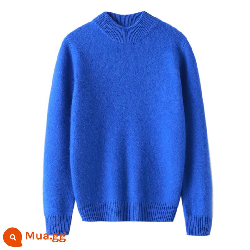 Ordos trẻ em áo len cashmere nửa cao cổ bé gái áo thun áo len bé trai đáy áo len bé cardigan dày - Dày gấp đôi ----- nửa chiều cao màu xanh Klein