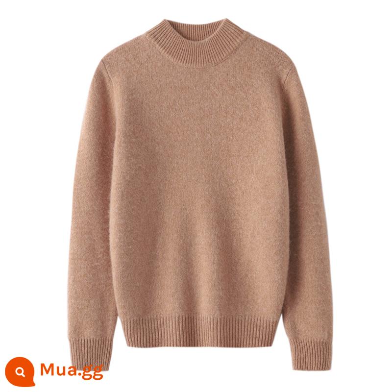 Ordos trẻ em áo len cashmere nửa cao cổ bé gái áo thun áo len bé trai đáy áo len bé cardigan dày - Dày gấp đôi ----- kaki nửa chiều cao