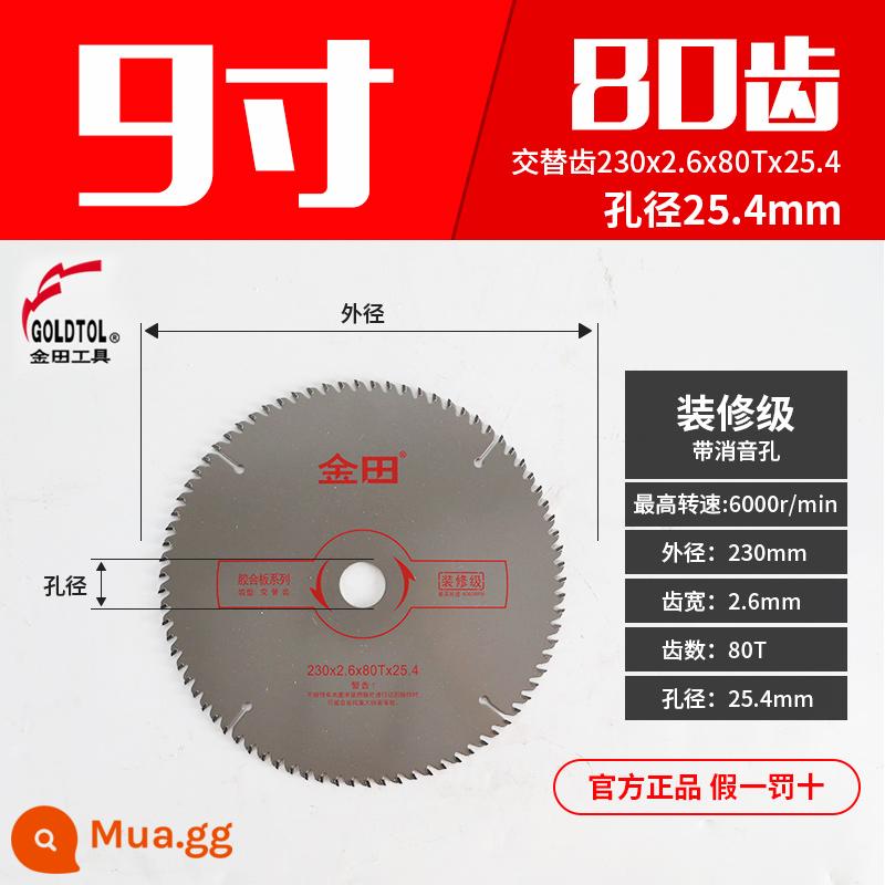 Jintian lưỡi cưa gỗ lưỡi cưa tròn lưỡi cắt 4/5/6/8/10 inch lưỡi cắt hợp kim chính hãng lưỡi cưa tròn nhôm kim loại - [Mức trang trí 9 inch]230*2.6*80T*25.4[Dòng ván ép]