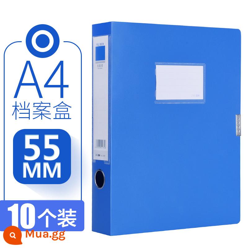 10 gói màu tích cực A4 hộp hồ sơ nhựa hộp đựng hồ sơ hộp đựng hồ sơ cán bộ hồ sơ nhân sự hộp thông tin xây dựng đảng tài chính hộp hồ sơ tài liệu hộp hồ sơ đựng hồ sơ chứng chỉ kế toán vật tư văn phòng - [10 màu xanh] Chiều rộng mặt sau 55mm (vật liệu mới dày, đảm bảo hư hỏng)