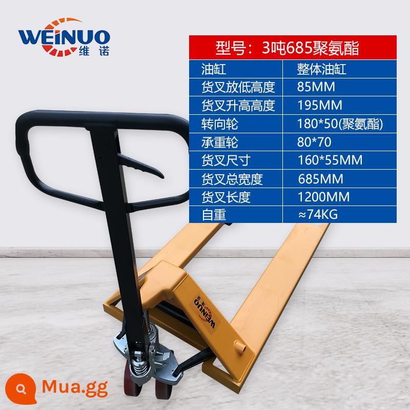 5 tấn 2,5 tấn 2 tấn 3 tấn thủ công xe thủy lực xe nâng pallet xe nâng pallet xe đẩy áp suất dầu bò mặt đất - Bánh xe polyurethane lõi sắt 3 tấn 685 (xi lanh tích hợp)