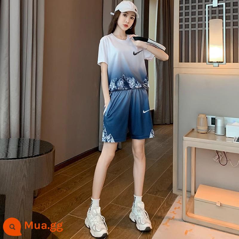 Thương hiệu nữ thể thao và giải trí thời trang phù hợp với nam mùa hè thoáng khí quần short chạy bộ hai mảnh thủy triều khô nhanh - LOGO nhỏ màu xám NK-80218