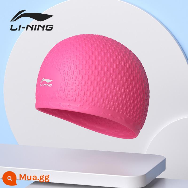 Mũ bơi Li Ning silicone kích thước lớn thoải mái không có đầu tóc dài bảo vệ tai huấn luyện nam và nữ trẻ em trưởng thành màu nguyên chất mũ bơi - Mũ bơi silicone hồng 818 (mũ bơi cỡ lớn chuyên nghiệp)