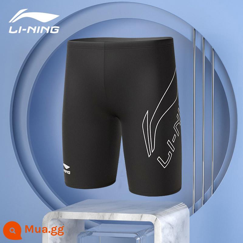 Li Ning quần bơi nam quần bơi chống xấu hổ áo tắm nam suối nước nóng góc phẳng kích thước lớn năm điểm áo tắm chuyên nghiệp mới - 819 đen trắng [năm điểm]