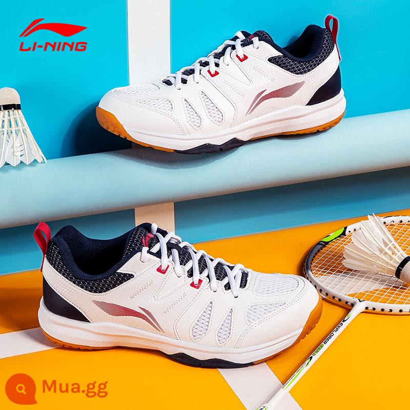 Giày cầu lông Li Ning Thunder Training thoáng khí chống trơn trượt hấp thụ sốc cho nam và nữ Giày thể thao thi đấu chuyên nghiệp - Tiêu chuẩn Trắng/Xanh hải quân đậm/Vua toàn năng