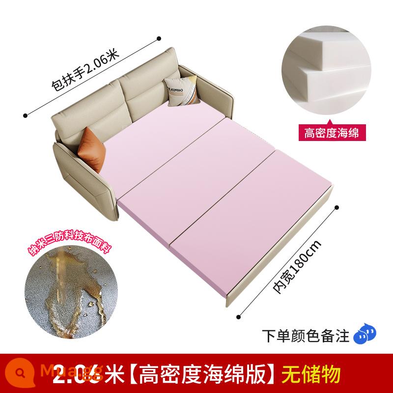 Công nghệ vải nhẹ sofa giường sang trọng đa năng có thể gập lại căn hộ nhỏ phòng khách giường đôi ngồi và nằm tại nhà kéo ra đa chức năng - Vải kỹ thuật mô hình bọt biển mật độ cao 2,06 mét (không lưu trữ)