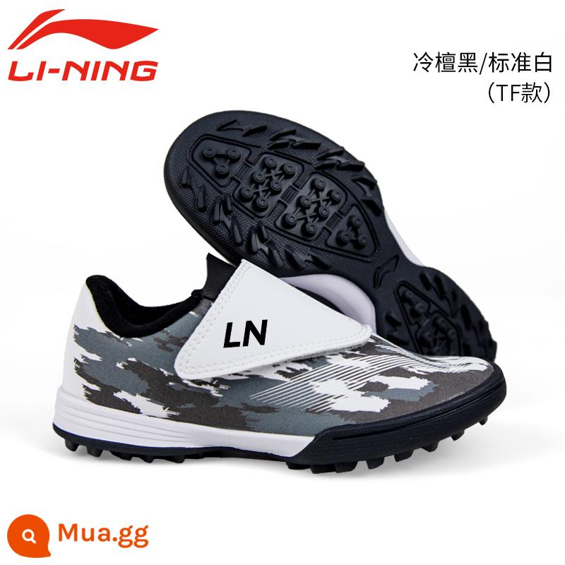 Giày bóng đá trẻ em Li Ning bé trai gãy móng chuyên nghiệp miếng dán ma thuật bé trai và bé gái học sinh tf đào tạo chuyên dụng - Đen [Móng Velcro-TF phóng to-Không cần buộc dây giày]