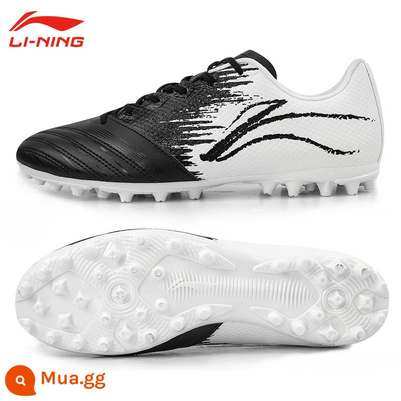 Giày đá bóng Li Ning nam người lớn trẻ em học sinh tiểu học sắt 2MG móng tay ngắn TF gãy móng tay đào tạo chuyên nghiệp thi đấu - [Móng tay ngắn MG Hấp thụ sốc và phục hồi] Đen/Trắng cổ điển