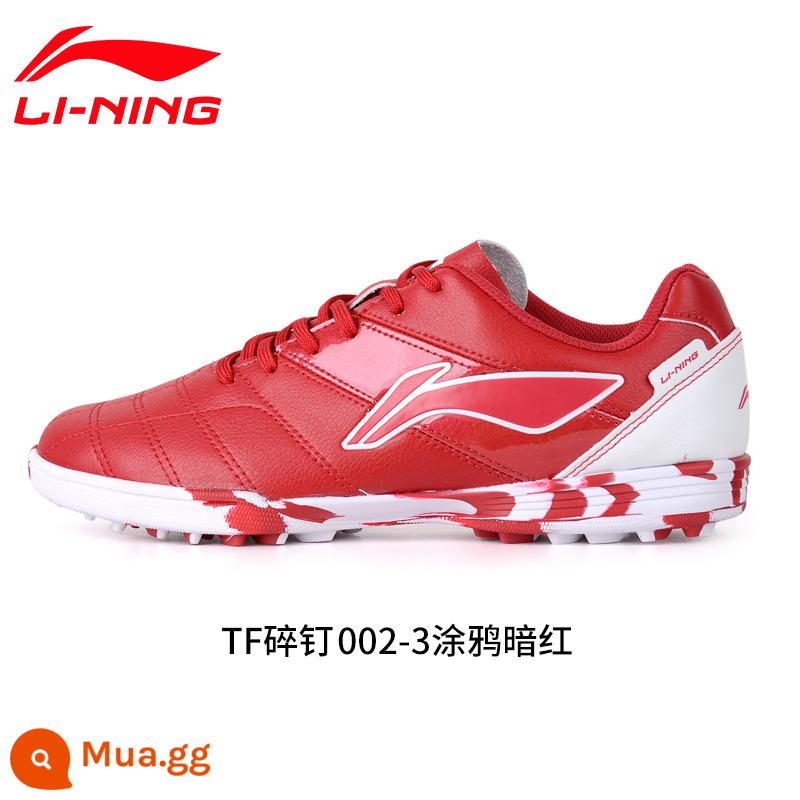 Giày đá bóng Li Ning nam nữ gãy đinh người lớn TF bé trai và trẻ em học sinh giày tập chân da cỏ nhân tạo chính hãng - [Chống mài mòn, chống trơn trượt, thoáng khí] Graffiti Đỏ Đậm