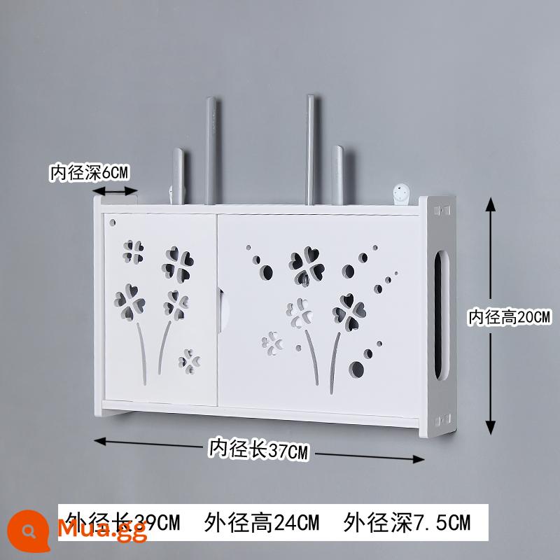 Bộ Định Tuyến Không Dây Hộp Bảo Quản Wifi Treo Tường Vỏ Trang Trí Hộp Máy-Top Hộp Giá Đỡ Đục Lỗ Đèn Mèo Máy Tính Để Bàn - Cửa đơn - cỏ bốn lá