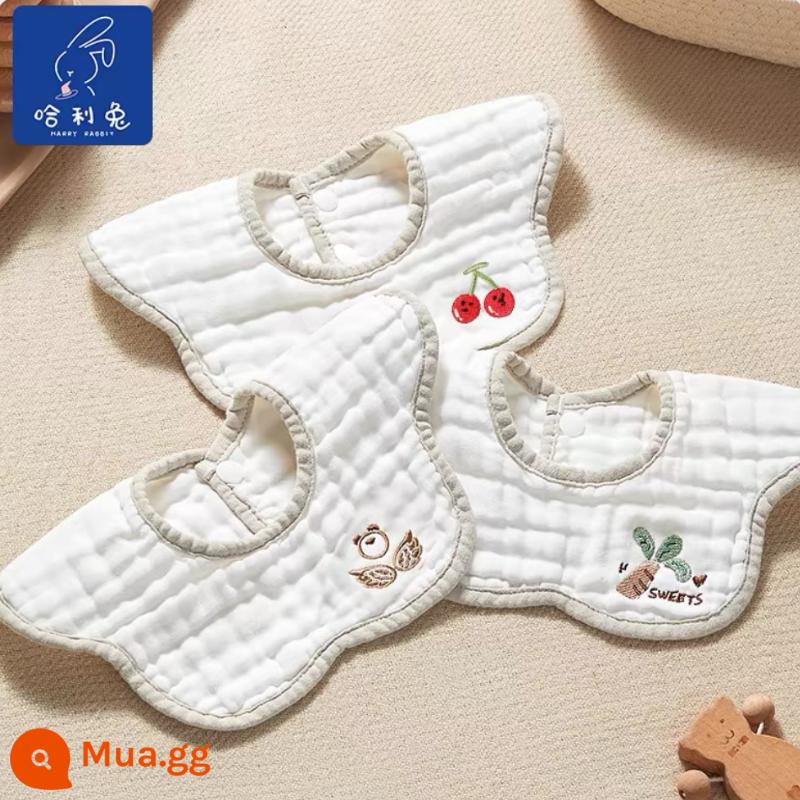 Bé nguyên chất cotton gạc thêu yếm sơ sinh thấm hút chống nôn bé nước miếng khăn yếm dành cho nam và nữ mùa xuân hè - Anh đào+Thiên thần+Dừa [Serucker hạng A]