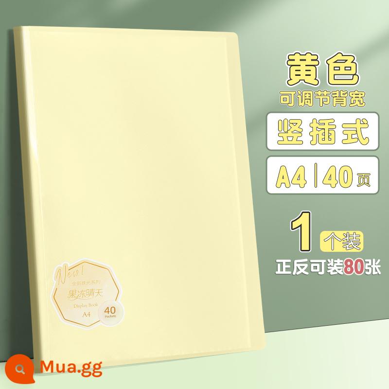 Thư mục a4 mạnh mẽ trong suốt chèn thông tin sách sinh viên nhiều lớp với văn phòng phẩm giấy kiểm tra túi lưu trữ hồ sơ hoàn thiện đồ dùng văn phòng thư mục rời kiểm tra sản xuất sổ kiểm tra thai sổ lưu trữ kẹp phổ sổ bộ sưu tập chứng chỉ - [Mẫu màu] Chiều rộng mặt sau có thể điều chỉnh-Vàng-40 trang 1 gói