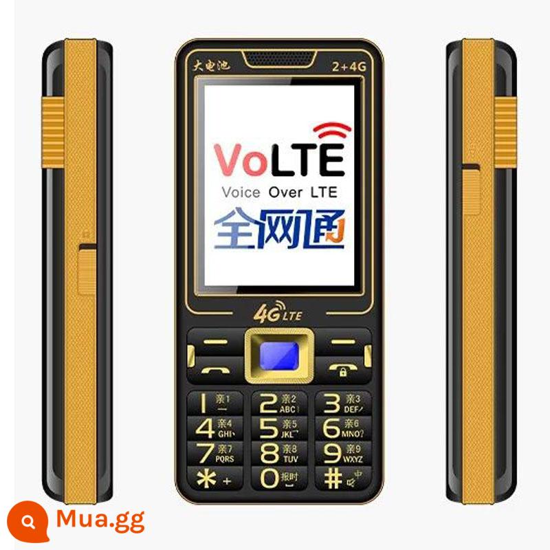 Điện thoại chờ siêu lâu cho người già, pin khủng, full Netcom 4G di động cho người già, Màn hình viết tay, âm lượng to, chữ to, voice king - Full Netcom 4G Vàng Đen