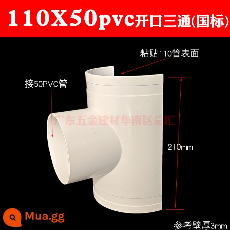 PVC mở tee sửa chữa rò rỉ 200 ống thoát nước sửa chữa rò rỉ tee 160110 75 đường kính thay đổi 50 phần huff - Tee mở 110X50 (kẹp ống mua riêng)