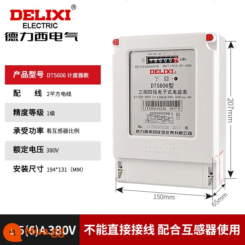 Đồng hồ điện một pha Delixi cho thuê nhà cho thuê nhà ba pha bốn dây 220v đồng hồ đo năng lượng điện điện tử thông minh độ chính xác cao - Công tơ điện ba pha 1,5 (6) A