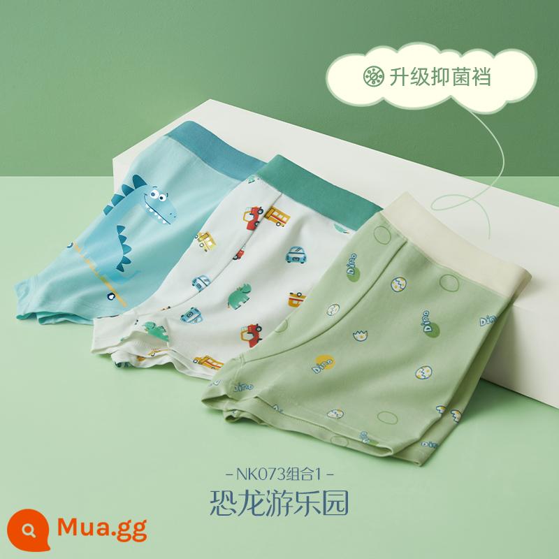 Đậu Đỏ Bé Trai Phương Thức Quần Lót Bé Trai Lớn Quần Lót Boxer Trẻ Em Cotton Nguyên Chất Đáy Đáy Quần Mỏng Thiếu Niên Quần Lót Boxer Mùa Hè - Công viên giải trí khủng long [48% Cotton + 46% Mo] Đáy quần kháng khuẩn nâng cấp