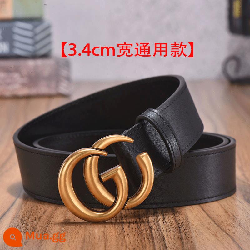 2022 Net Red Belt Xu hướng da nữ tính cá tính thời trang CD quần denim đa năng Vành đai - Mẫu phổ thông vàng đen rộng 3,4cm