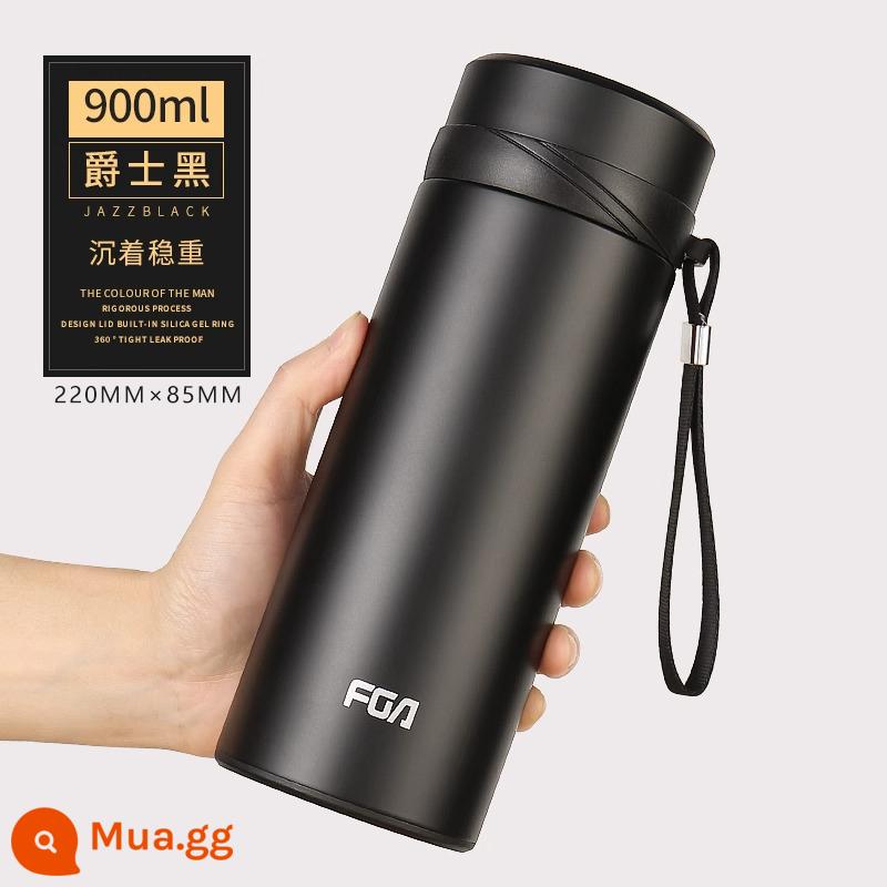 Cốc cách nhiệt Fuguang nam dung tích lớn 1000ml cốc nước inox cao cấp di động pha trà trên ô tô tách trà cốc - 900ml Gentleman Black [Khắc miễn phí]