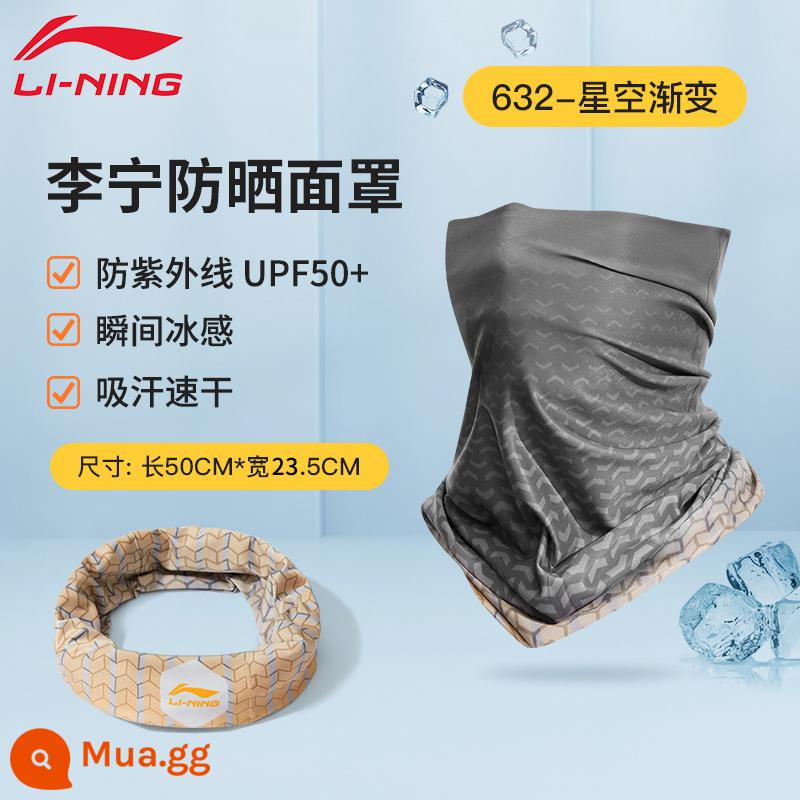 Vợt Cầu Lông Li Ning Mặt Nạ Chống Nắng Đi Magic Hood Cổ Bộ Câu Cá Nam Băng Lụa Che Nắng Ngoài Trời Xe Đạp - [Thế hệ thứ ba nâng cấp mới] 632 Ice Silk Starry gradient Grey - Kem chống nắng dạng băng/nhanh khô nhanh và nhẹ/UPF50+