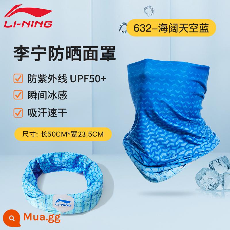 Vợt Cầu Lông Li Ning Mặt Nạ Chống Nắng Đi Magic Hood Cổ Bộ Câu Cá Nam Băng Lụa Che Nắng Ngoài Trời Xe Đạp - [Thế hệ thứ ba nâng cấp mới] 632 Ice Silk Sea Sky Blue-Ice Kem chống nắng/Nhanh khô và mỏng/UPF50+