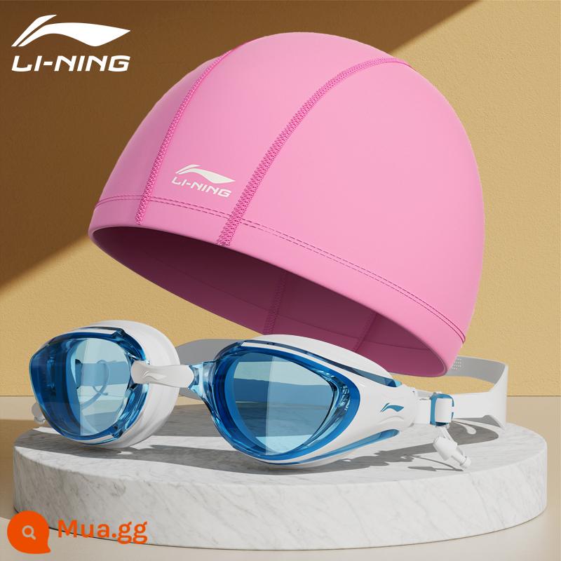 Li Ning vải mũ bơi Plus kích thước lớn chu vi vòng đầu không Lê đầu tóc dài nam nữ người lớn trẻ em mũ chống thấm nước - Mũ vải hồng 151 [kính bơi + mũ bơi]