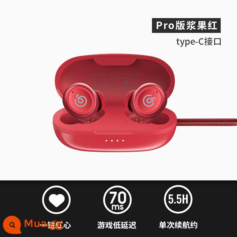 Netease Yunyinle Tai nghe Bluetooth thực sự không dây Động cơ không dây Thể thao Tháo nhiễu Earlores phù hợp với Huawei Apple Universal Single -Hear Ultra -Long Standby Cao -quet - Phiên bản chuyên nghiệp màu đỏ Berry [trái tim màu đỏ chỉ bằng một cú nhấp chuột + độ trễ thấp của trò chơi 70ms + thời lượng pin đơn khoảng 5,5 giờ]