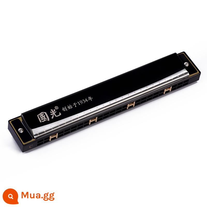 Đích thực Guoguang harmonica 24 lỗ đa âm C-tune mới bắt đầu học sinh trẻ em tự học mục cửa nhạc cụ đàn organ - Athens Black [Đa âm C + Gói quà tặng tự học + Video hướng dẫn]