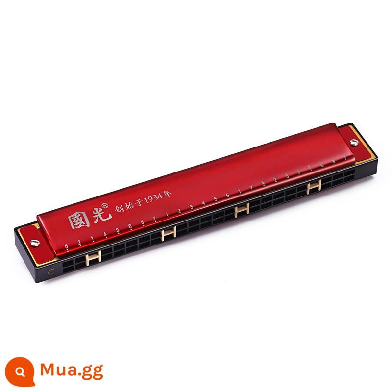 Đích thực Guoguang harmonica 24 lỗ đa âm C-tune mới bắt đầu học sinh trẻ em tự học mục cửa nhạc cụ đàn organ - China Red [Đa âm C + Gói quà tặng tự học + Video hướng dẫn]