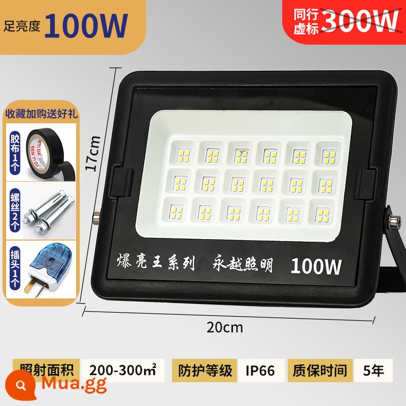 Đèn pha LED công suất cao ngoài trời chống thấm nước vuông tiêu điểm ánh sáng mạnh siêu sáng đèn pha sân vận động công trường xây dựng đèn pha - Nổ 100W [sáng như ban ngày]