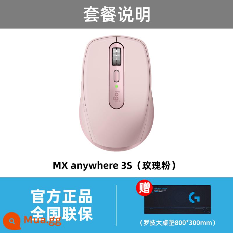 Chuột không dây bluetooth Logitech MX Anywhere3/2s máy tính xách tay bột sạc văn phòng cao cấp - Mx Anywhere3S Hồng hồng + Thảm trải bàn Logitech