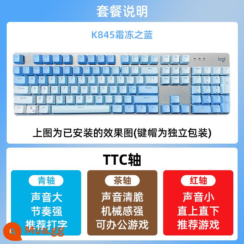 Logitech K845 Bàn Phím Cơ Có Dây Lưng Quang Điện Thi Game Văn Phòng Xanh Trà Đen Trục Keycap PBT Cô Gái Dễ Thương - Bàn phím cơ Logitech K845-(keycap màu xanh sương giá)