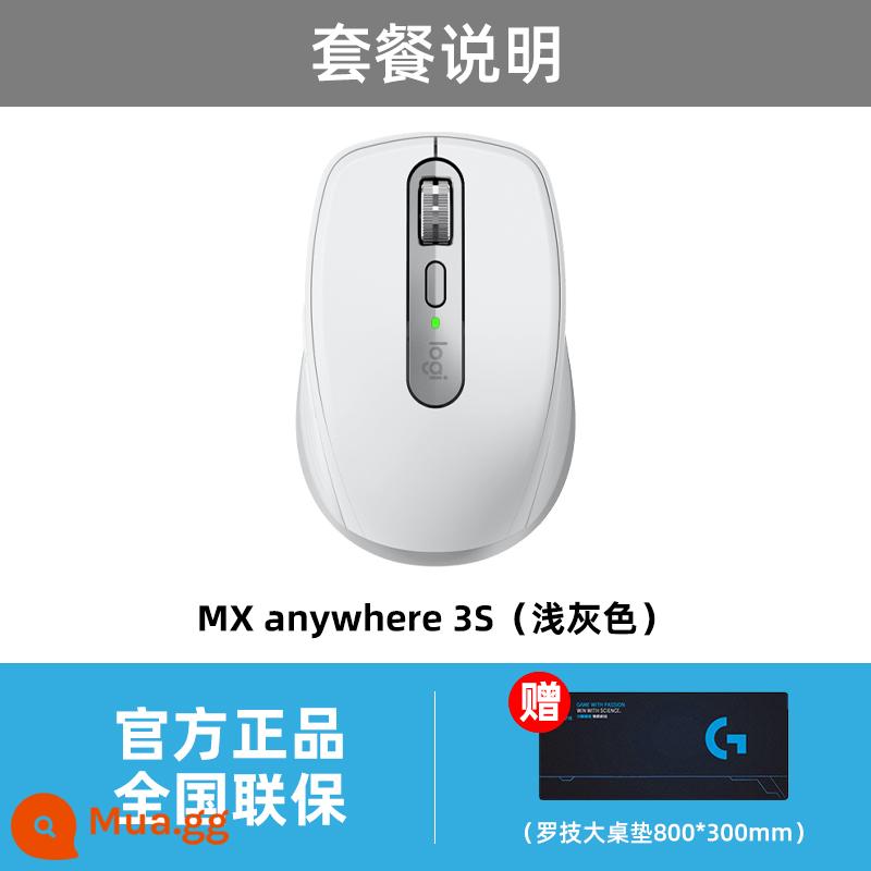 Chuột không dây bluetooth Logitech MX Anywhere3/2s máy tính xách tay bột sạc văn phòng cao cấp - Mx Anywhere3S màu xám nhạt + thảm bàn Logitech