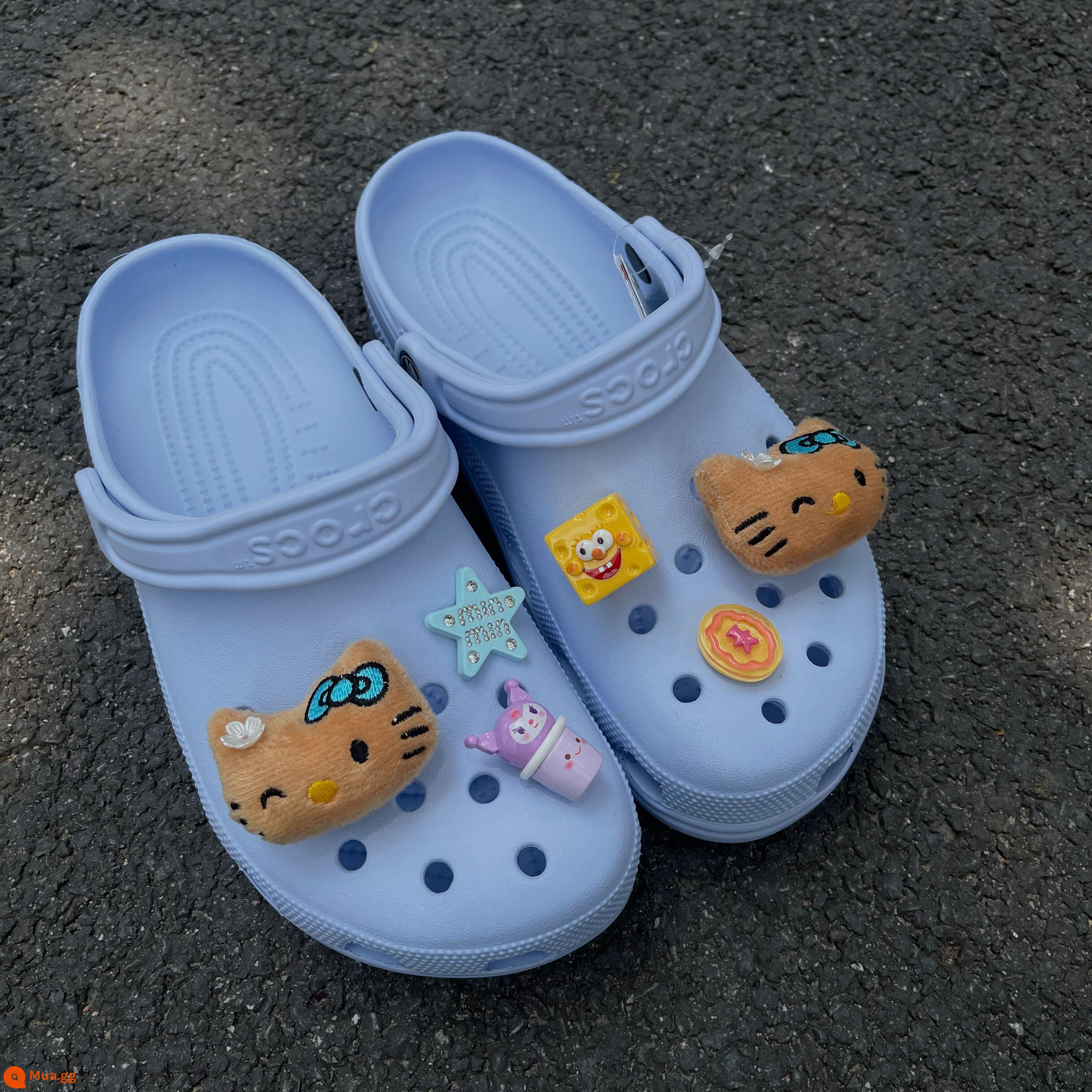 Giày Crocs hoa Hawaii KT mèo phụ kiện lỗ giày khóa CRORS Zhibi ngôi sao giày phụ kiện giày hoa sáng tạo tự làm - Không kèm khóa giày nơ KT (bộ 6 chiếc)