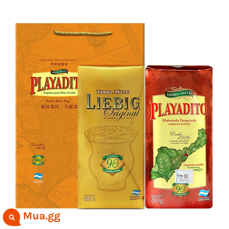 Trà Paratito mate nhập khẩu từ Argentina miễn phí vận chuyển Bộ trà mate chính gốc hộp quà 1000g - Hộp quà vàng (mẫu cổ điển 500g + mẫu sinh thái 500g)