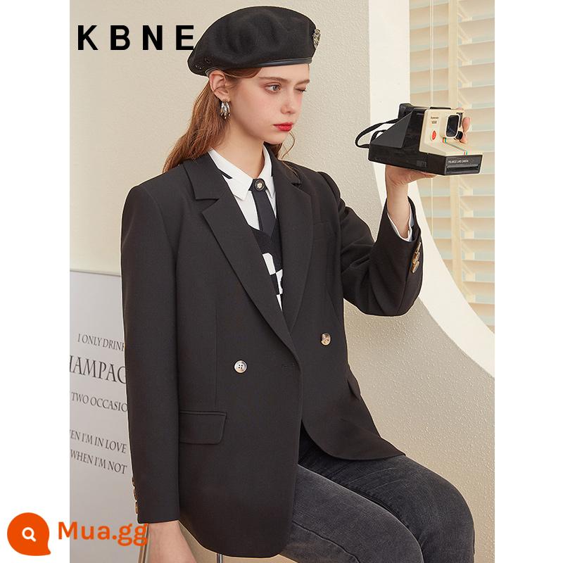 Blazer nữ mùa xuân và mùa thu bộ đồ nhỏ giản dị kbne2023 mùa thu mới phiên bản Hàn Quốc giảm béo - máy bay phản lực đen